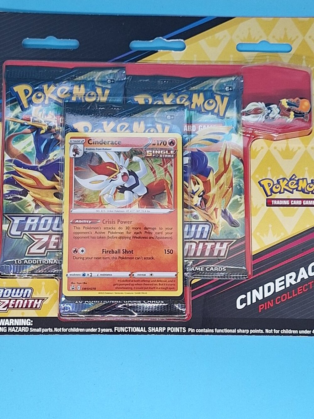 Pokémon Generation 8 Crown Zenith Cinderace Pin Collection New & Sealed
